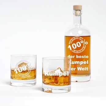 Whisky-Set [2 Gläser+ Flasche] 100%-Gravur